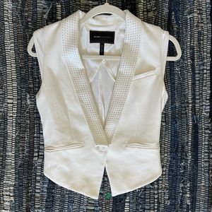 Vintage Bcbgmaxazria white gem collar button up vest